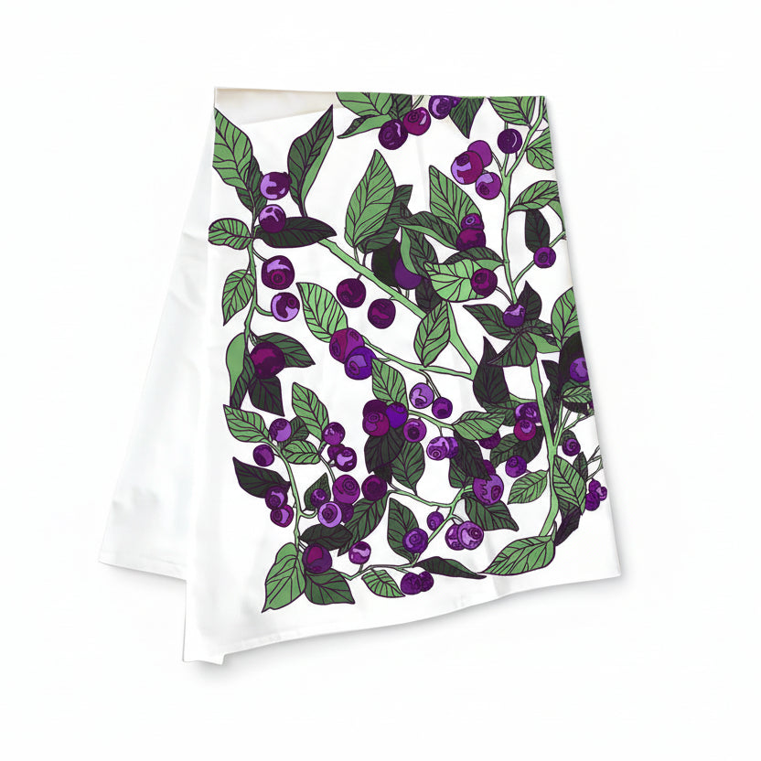 Huckleberry Tea Towel by Corvidae Drawings and Designs
