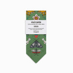 Green bandana with nature-themed designs on a white background