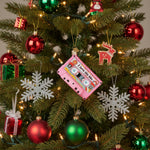 Decorative ornament shaped like a pink cassette tape with 'I love the 60s' text