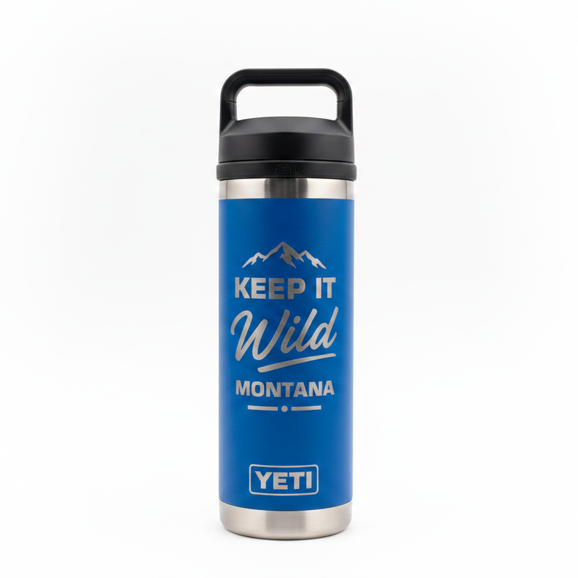 Keep It Wild Montana Royal Blue Engraved YETI Rambler 18 oz Bottle with Chug Cap by Montana Gift Corral