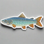 Illustrated sticker of a lake trout fish on white background
