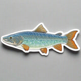 Illustrated sticker of a lake trout fish on white background
