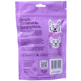 Purple package of Maddie McGee's Mountain Munchies pet treats with a paw print logo.
