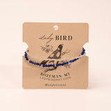 Lapis Blue with Silver Stretchy Gemstone Wrap Bracelet
