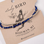 Lapis Blue with Silver Stretchy Gemstone Wrap Bracelet - close up