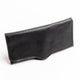 A black textured leather pouch or sleeve with a curved bottom edge and visible stitching, photographed on a clean white background.