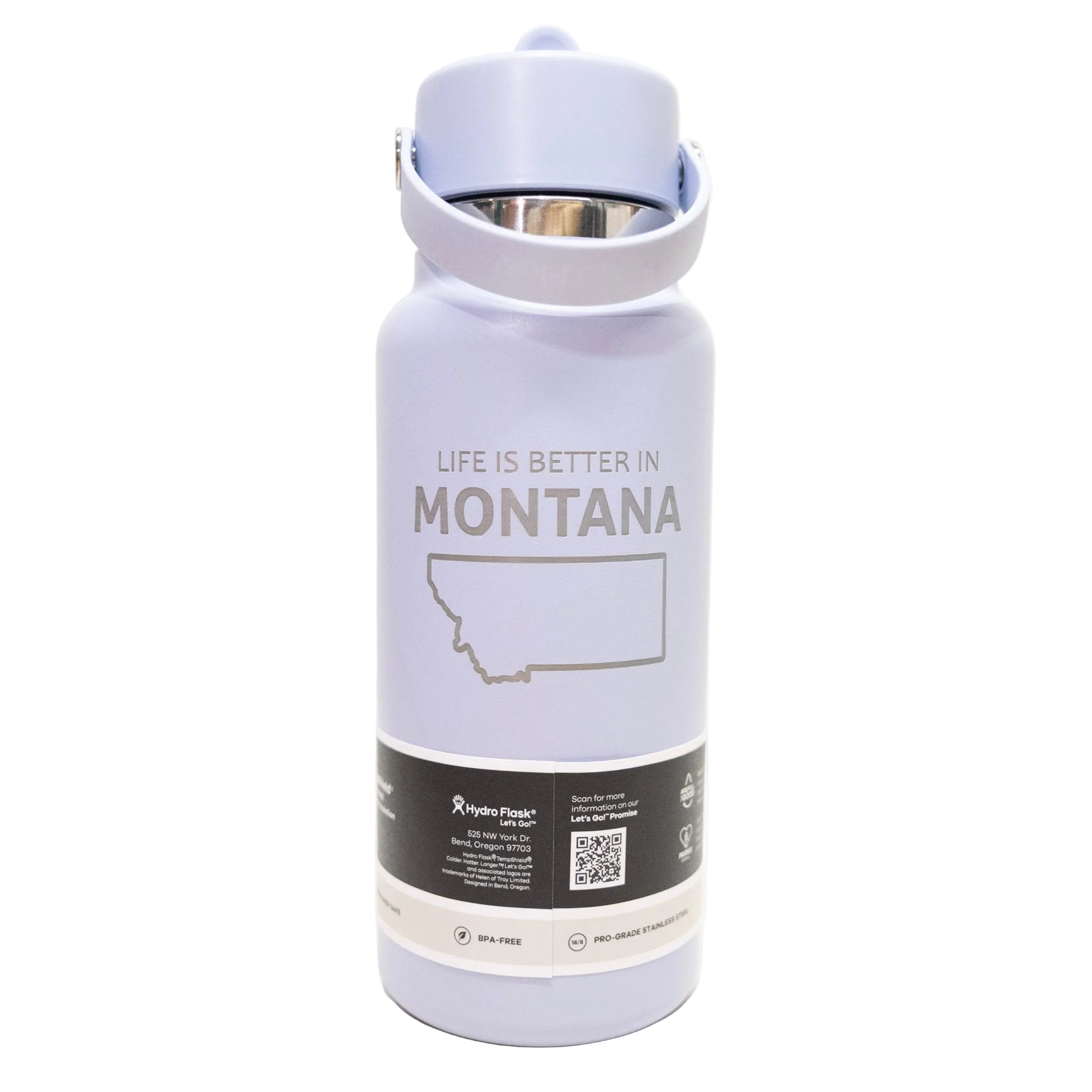 Life is Better in Montana Engraved 32 oz Wide Mouth Tumbler with Flex Straw Cap by Hydro Flask
