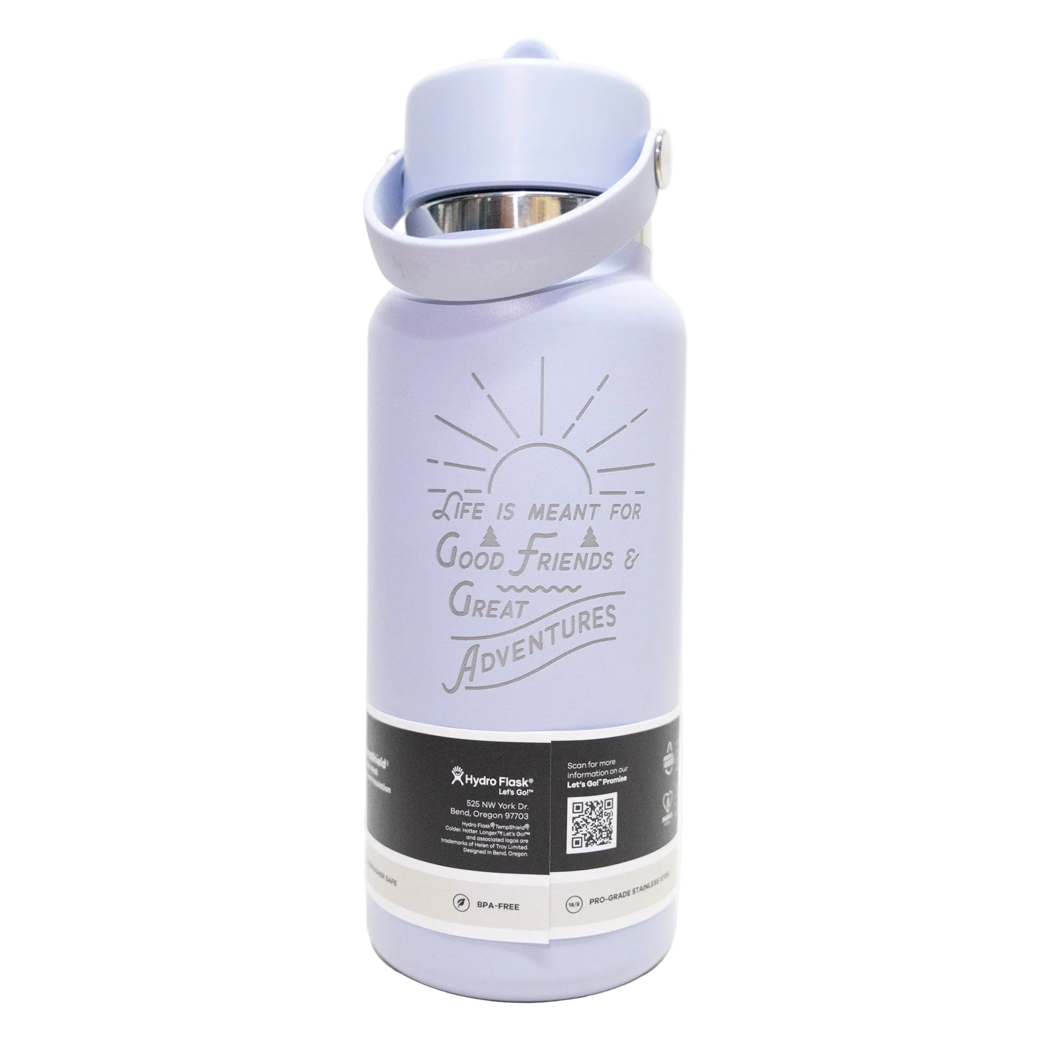 Life is Meant for Good Friends and Great Adventures 32 oz Wide Mouth Tumbler with Flex Straw Cap by Hydro Flask