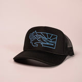 Black and Light Blue Heritage Montana Trucker Hat by Peaks and Prairie