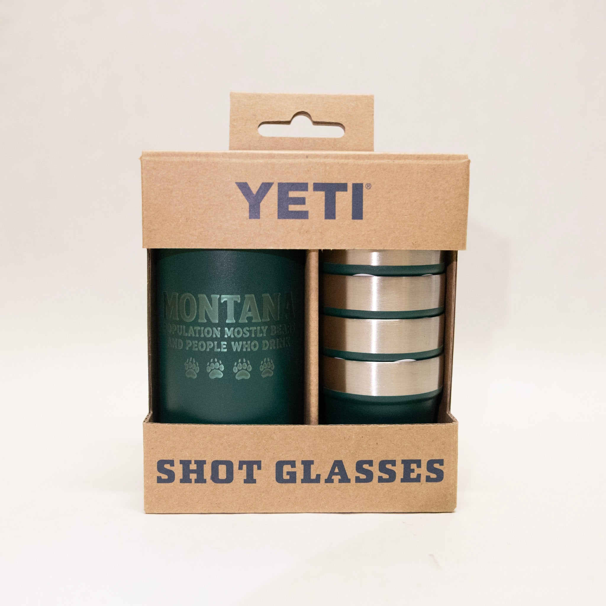 Montana Population Bears Engraved YETI Shot Glasses and Carrying Case by Montana Gift Corral