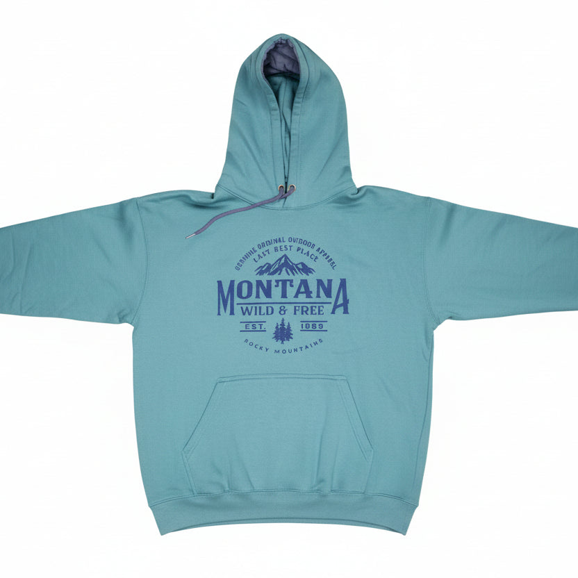Mallard and Oat Five O'Clock Shadow Mountain Tree Montana T-Shirt and Hoodie Combo (5 sizes)