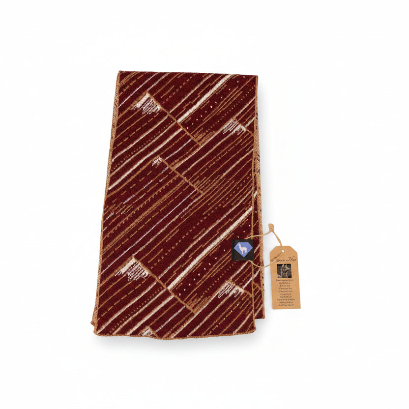 Scarf by Sapphire Suri Alpaca (14 Styles) - Maroon Mountain Abstract