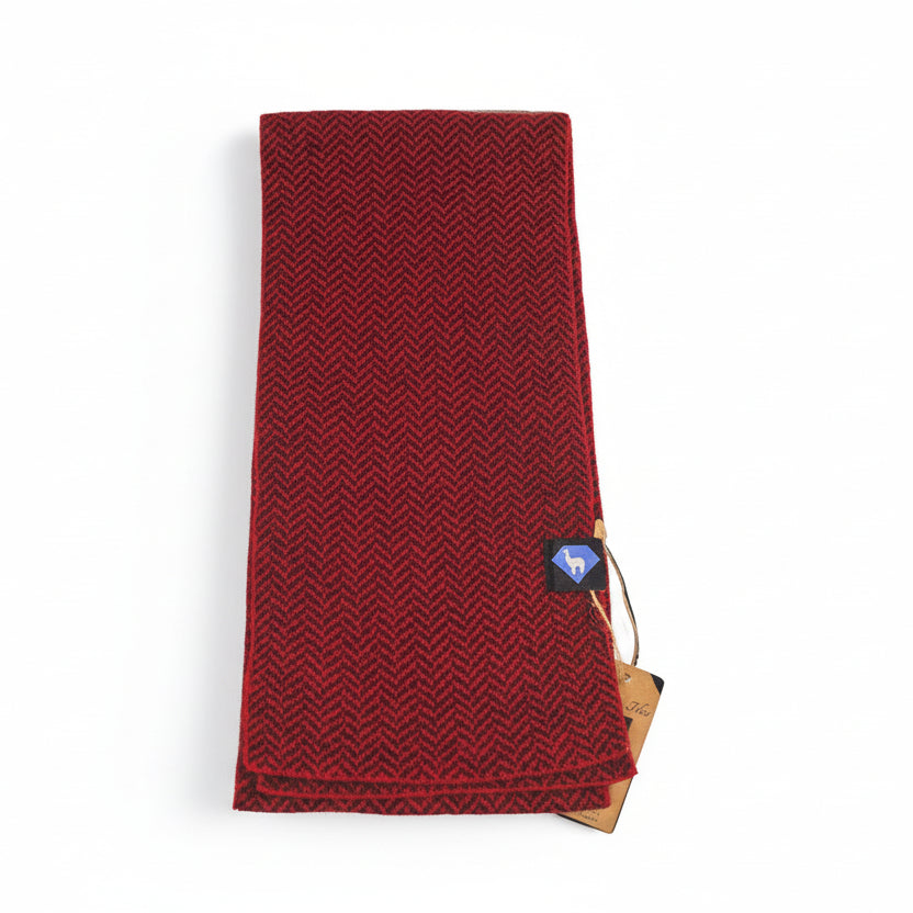 Scarf by Sapphire Suri Alpaca (14 Styles) - Maroon and Red Herringbone