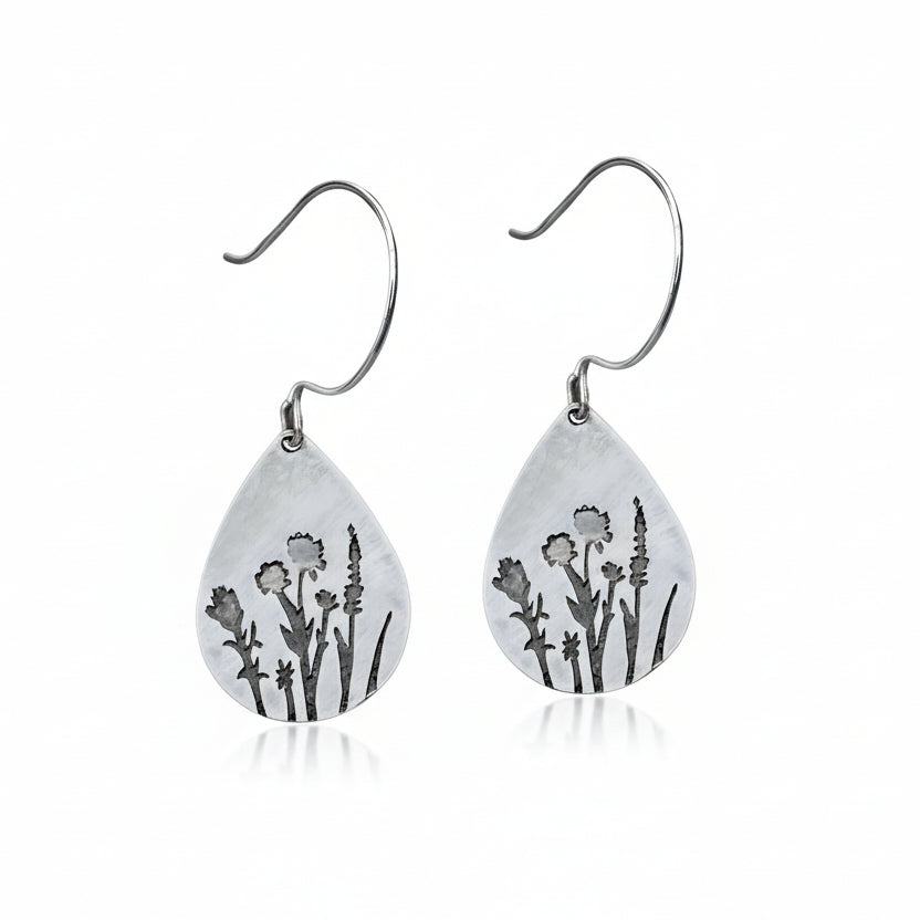 Matte Silver Wildflower Earrings by Daphne Lorna