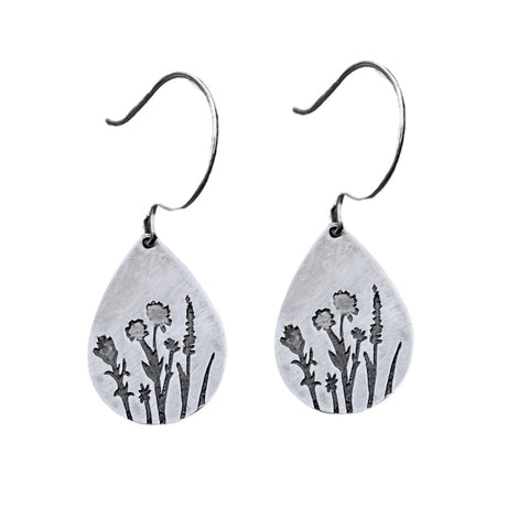 Matte Silver Wildflower Earrings by Daphne Lorna
