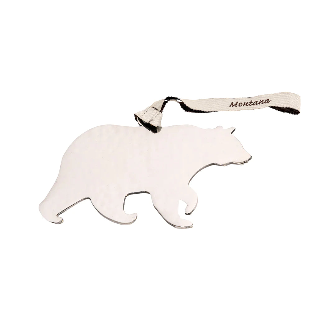 Bear Stainless Steel Hammered Ornament by Art Studio Company (3 Colors, 3 Sizes)