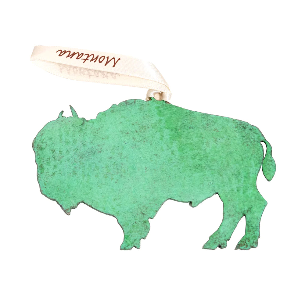 Buffalo Stainless Steel Hammered Ornament by Art Studio Company (5 Colors, 2 Sizes)