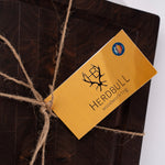Medium Hardwood End Grain Montana Shape Cutting Board - tag close up