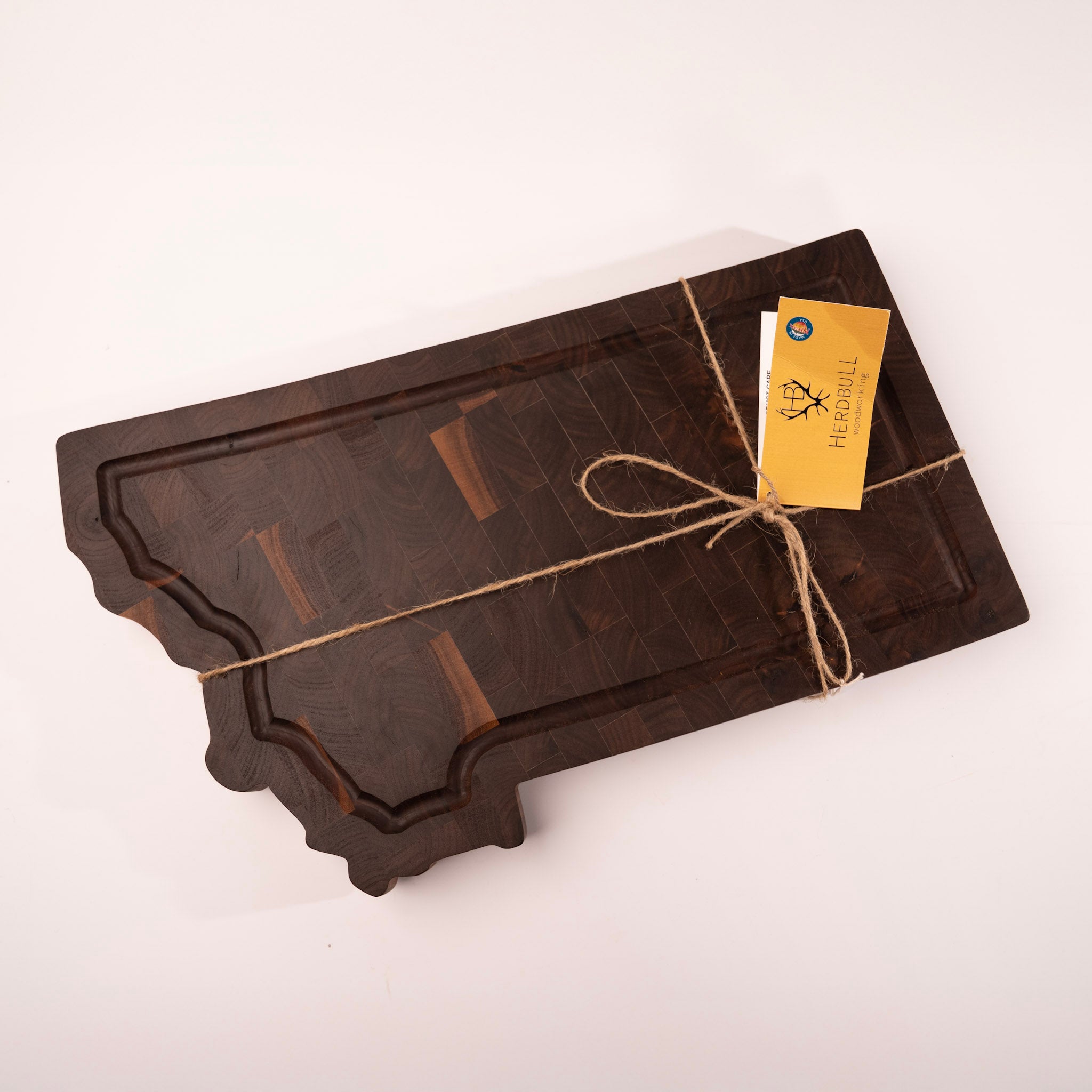 Medium Hardwood End Grain Montana Shape Cutting Board