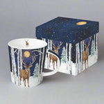 Midnight Moon Winter Stag Gift Box Mug by Paperproduct Designs