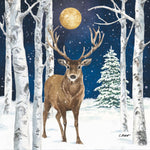 Midnight Moon Winter Stag Napkins by Paperproduct Design