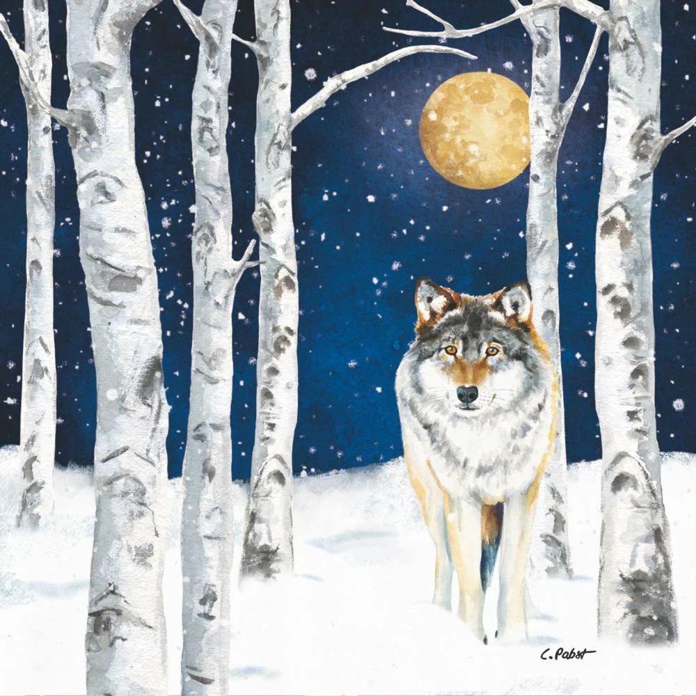 Midnight Moon Winter Wolf Napkins by Paperproduct Designs