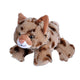 Plush toy bobcat with brown and beige fur on a white background