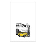 Yellowstone Bus Dish Towel by Corvidae drawings and designs