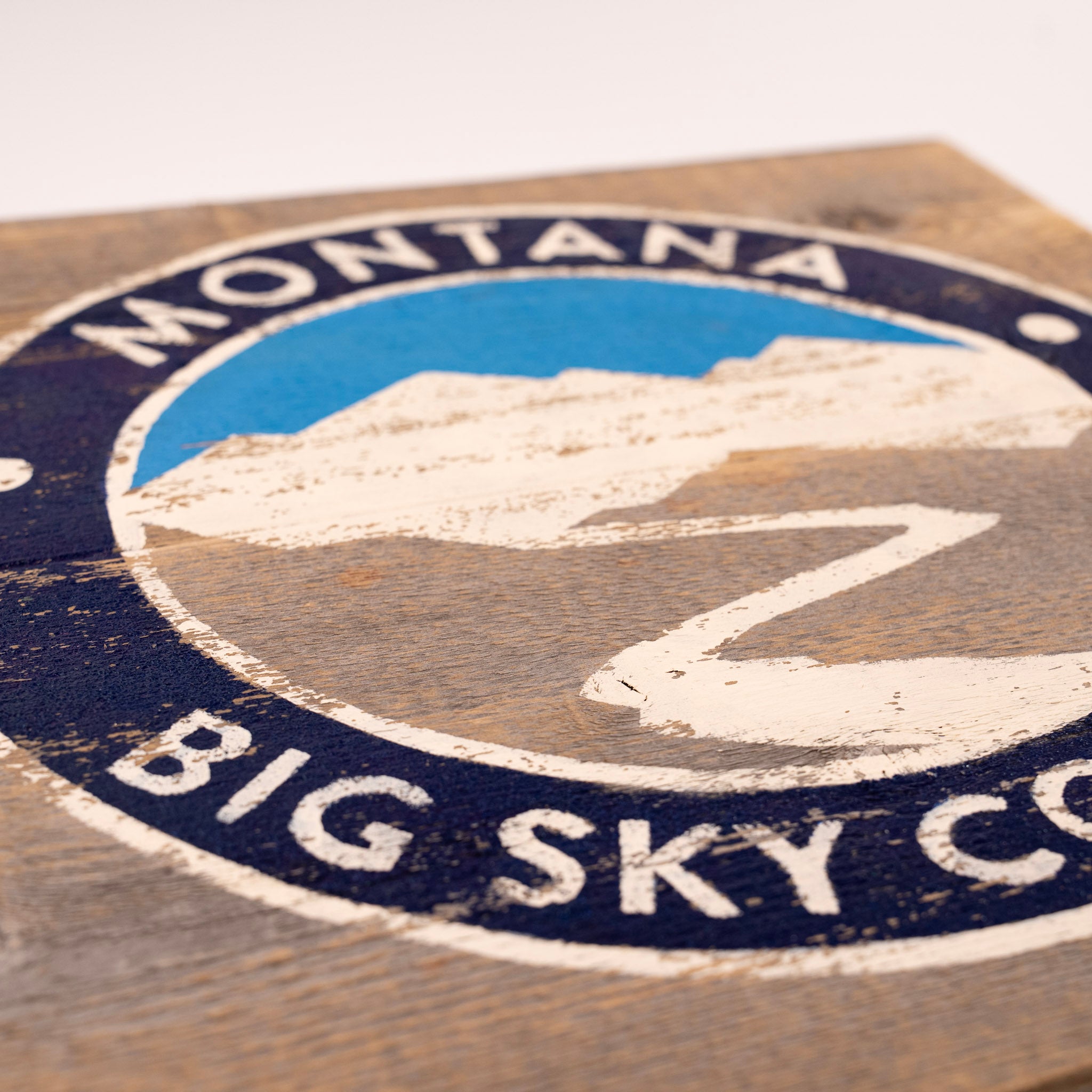 Montana Big Sky Country with Mountains and River Sign by Salvage Signs