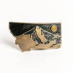 Lone Mountain Montana Belt Buckle with Moon