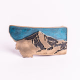 Blue Lone Mountain Montana Belt Buckle with no moon