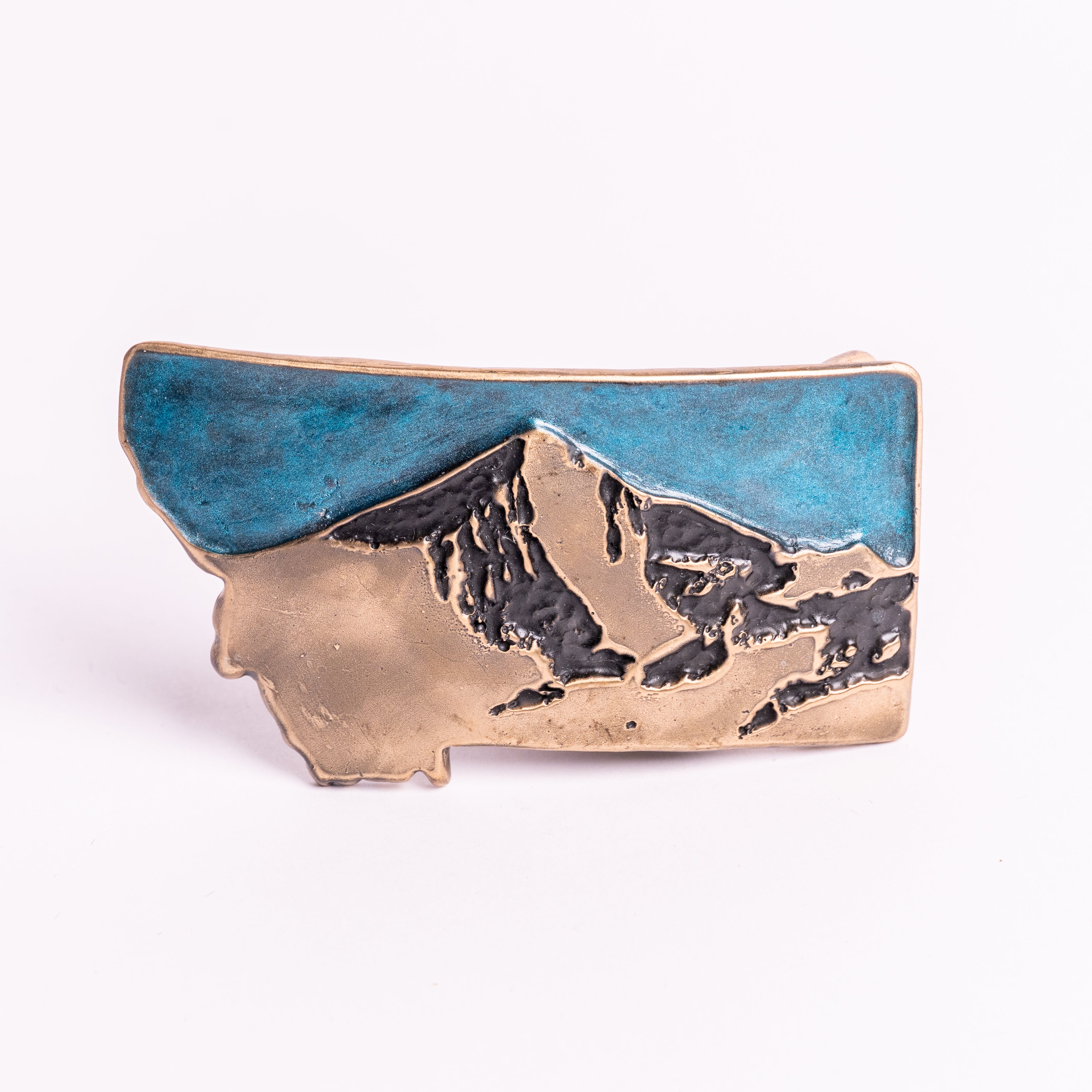 Blue Lone Mountain Montana Belt Buckle with no moon