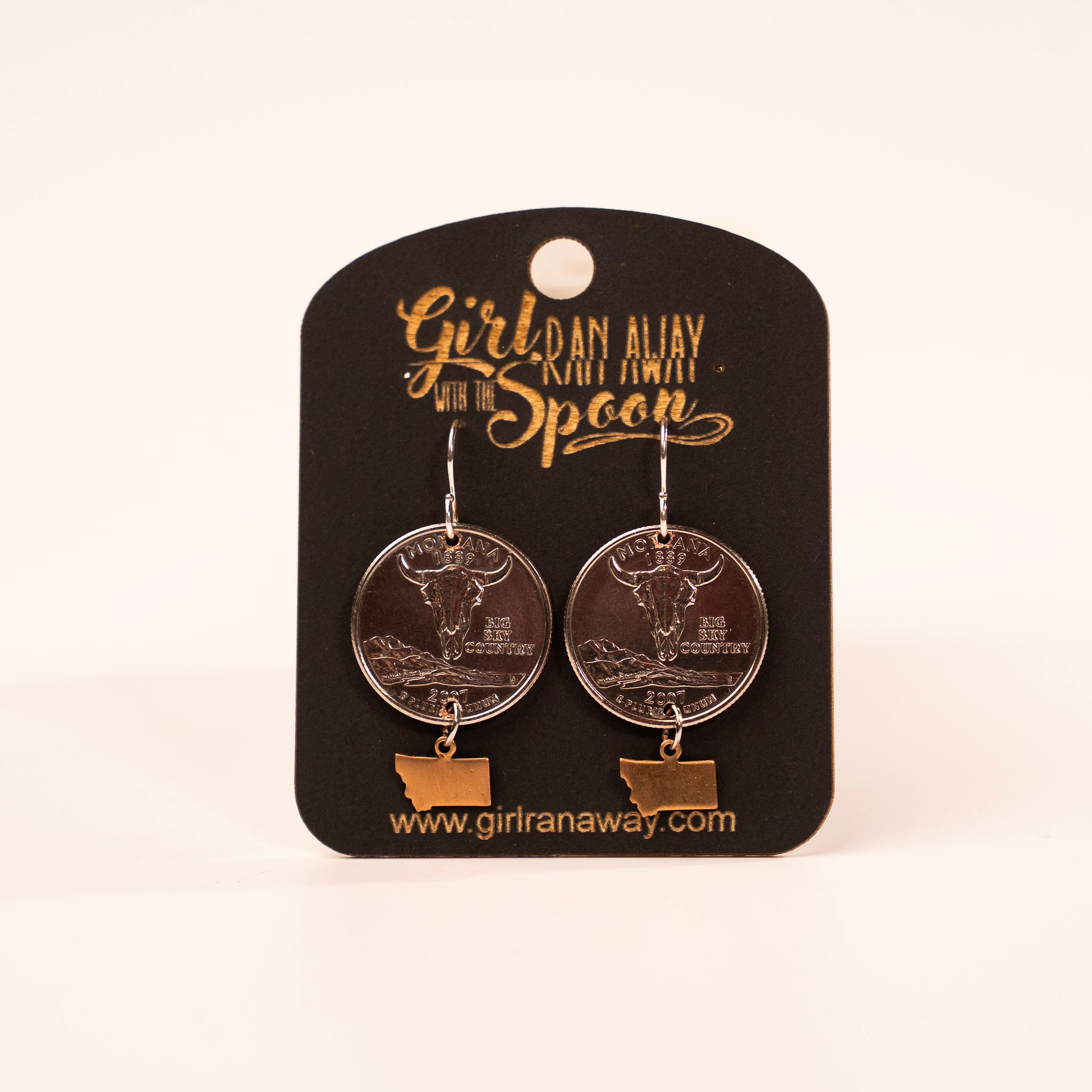 Montana Quarter Charm Earrings by Girl Ran Away with the Spoon