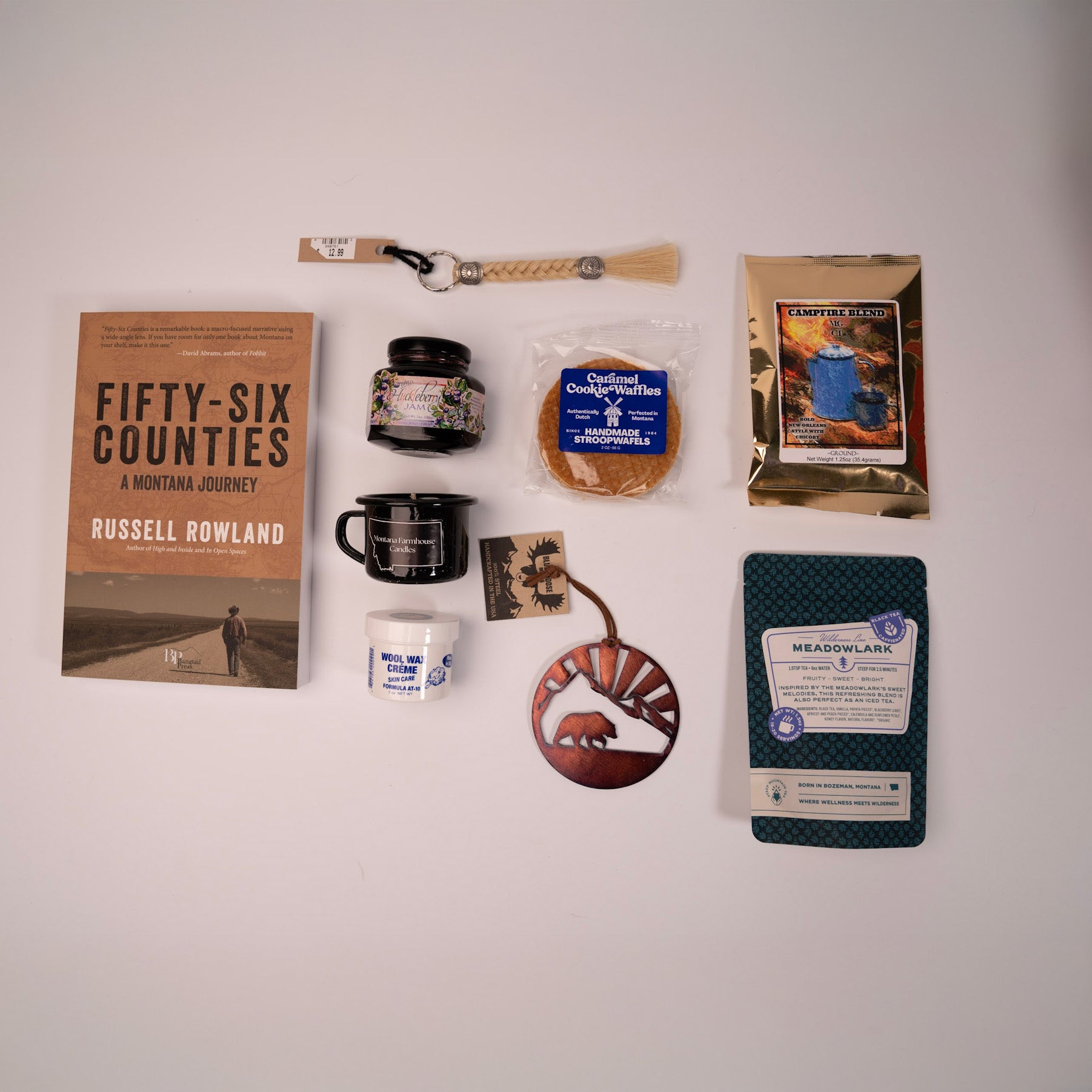 Montana Road Trip Gift Basket - flat lay