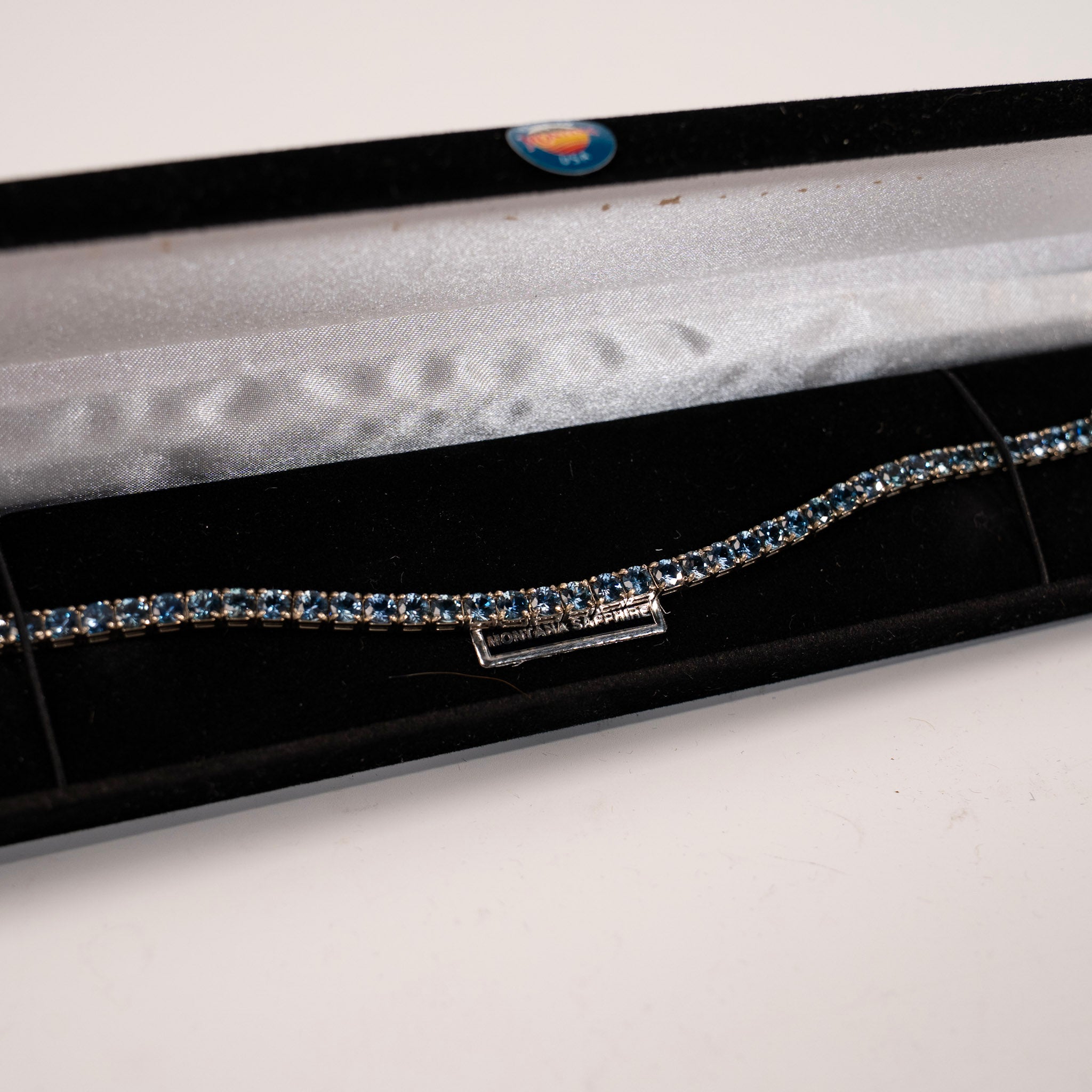 Montana Sapphire 14K White Gold Bracelet - close up