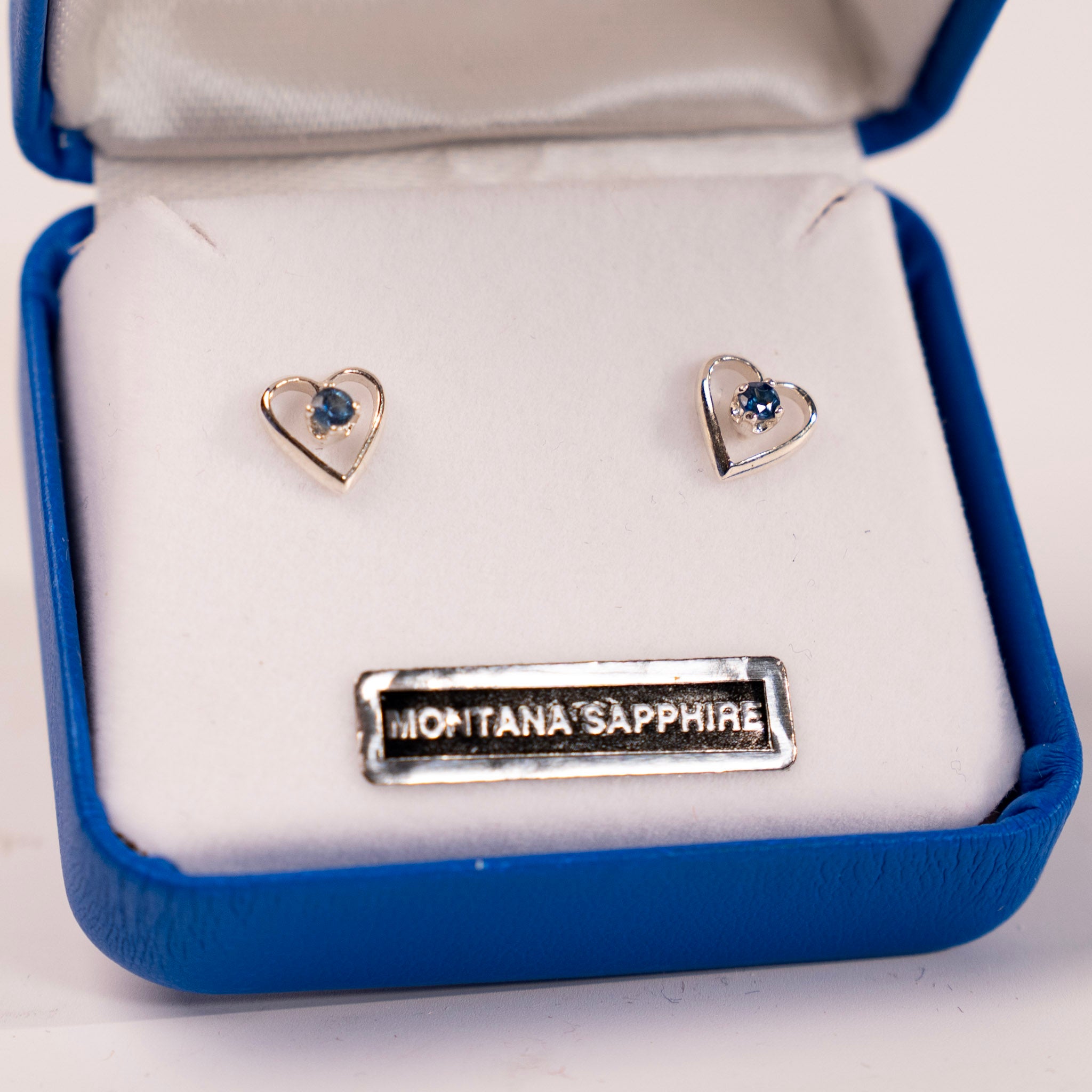 Montana Sapphire Heart Earrings by Mac's Gems
