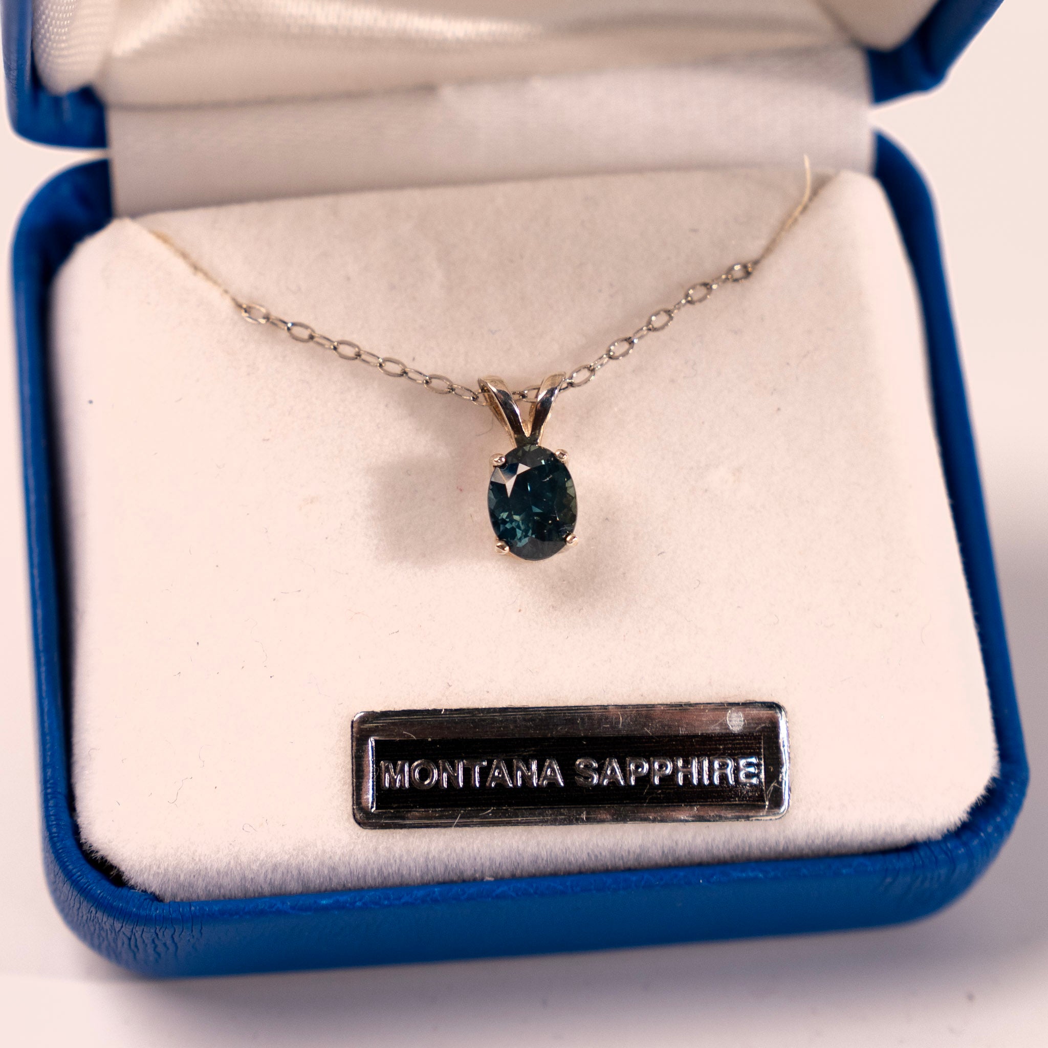 Montana Sapphire Large Oval Pendant by Mac's Gems