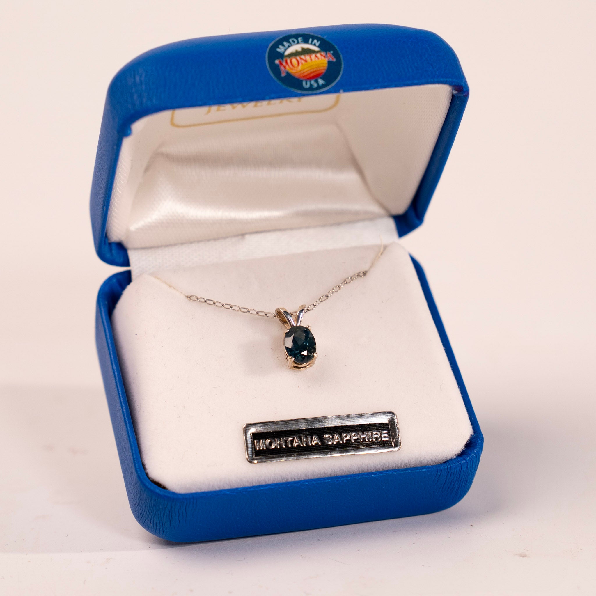 Montana Sapphire Large Oval Pendant by Mac's Gems