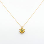 Gold necklace with pendant in a Montana Sapphire jewelry box on a white background
