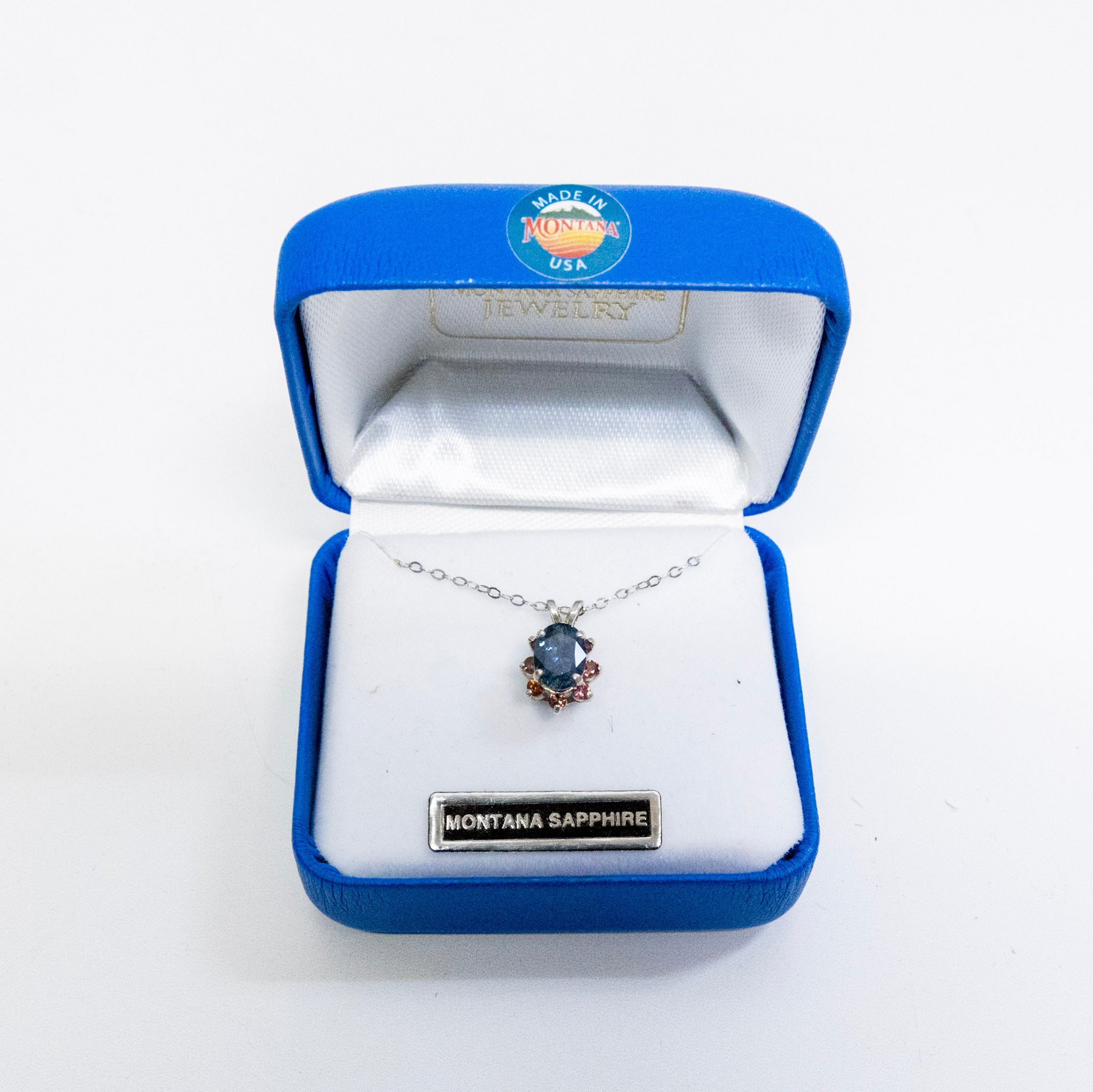 Montana Sapphire and Montana Garnet Oval Pendant by Mac's Gems