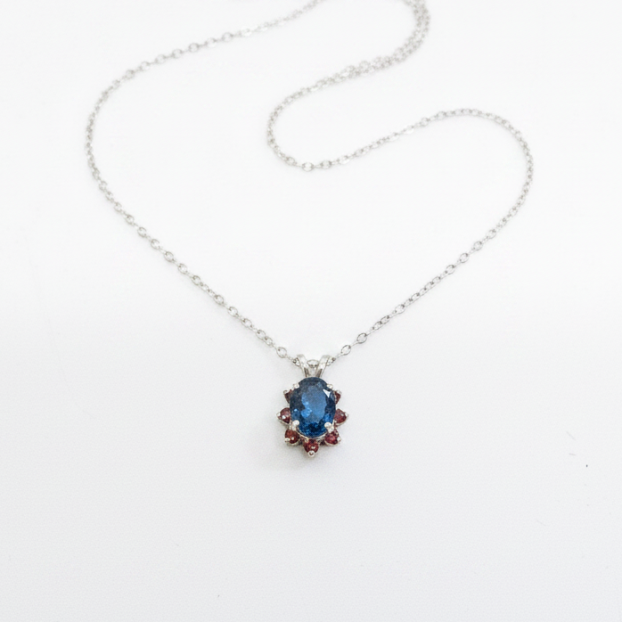 Montana Sapphire and Montana Garnet Oval Pendant by Mac's Gems