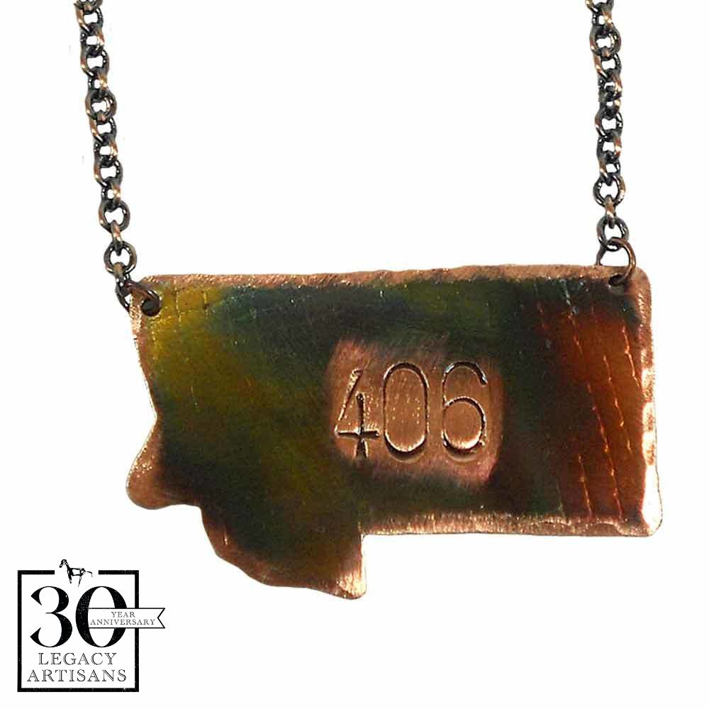 Montana State with 406 Necklace by Roseworks MT