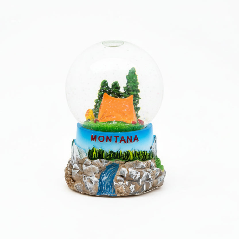 Tent Camping Montana Snow Globe