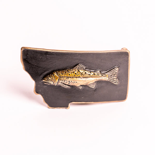 Montana Trout Bronze Belt Buckle by Waterhorse Bronze