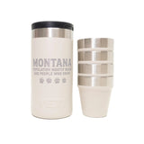 Montana Population Bears Cape Taupe Engraved YETI Shot Glasses and Carrying Case by Montana Gift Corral