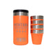 Orange YETI tumbler with 'Montana Population Mostly Bears and People Who Drink' text on a white background