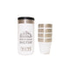 White Yeti tumbler with black lid and silver accents on a white background