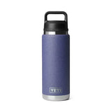 Blue YETI water bottle with black lid on a white background