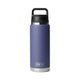 Blue YETI water bottle with black lid on a white background