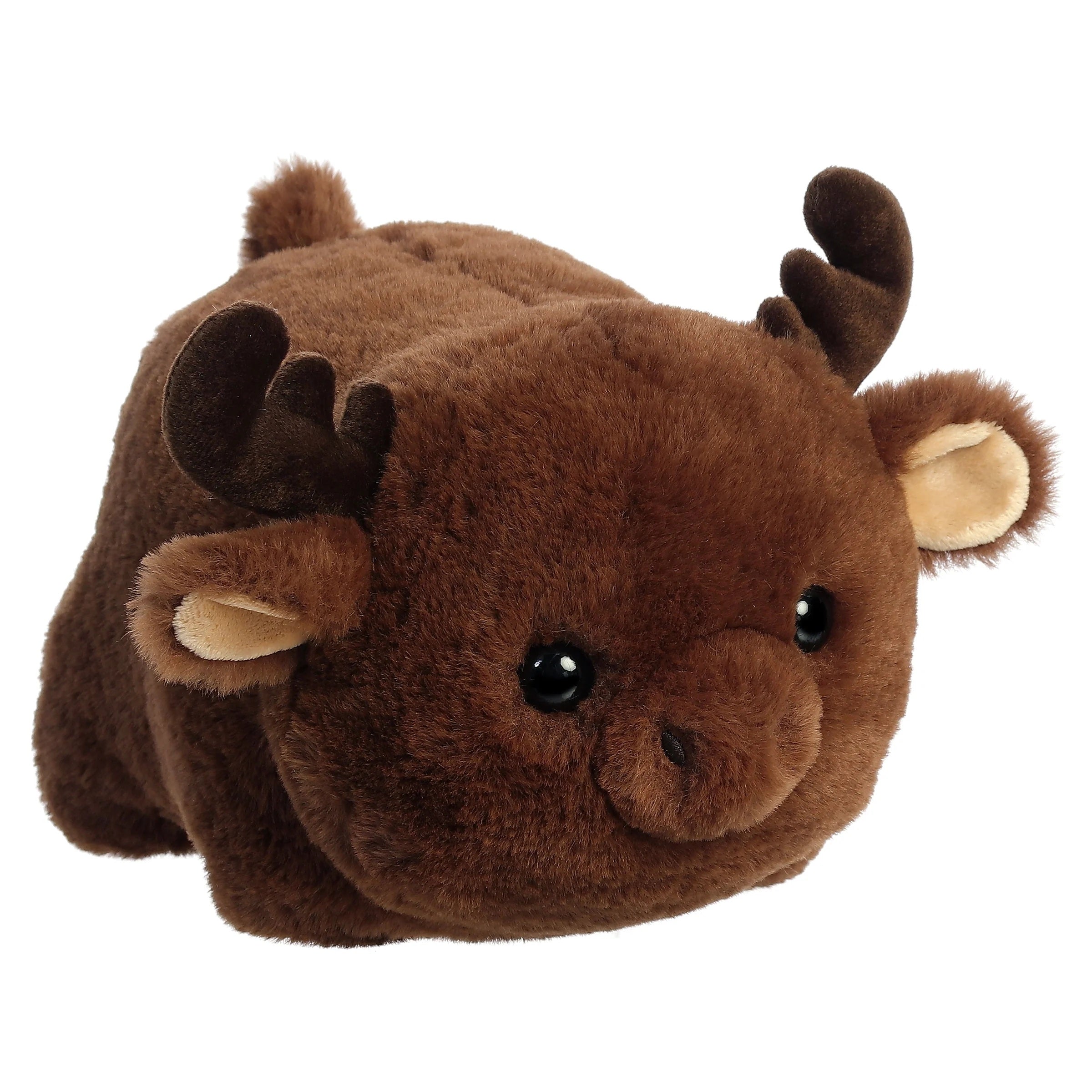 Plush moose toy on a white background